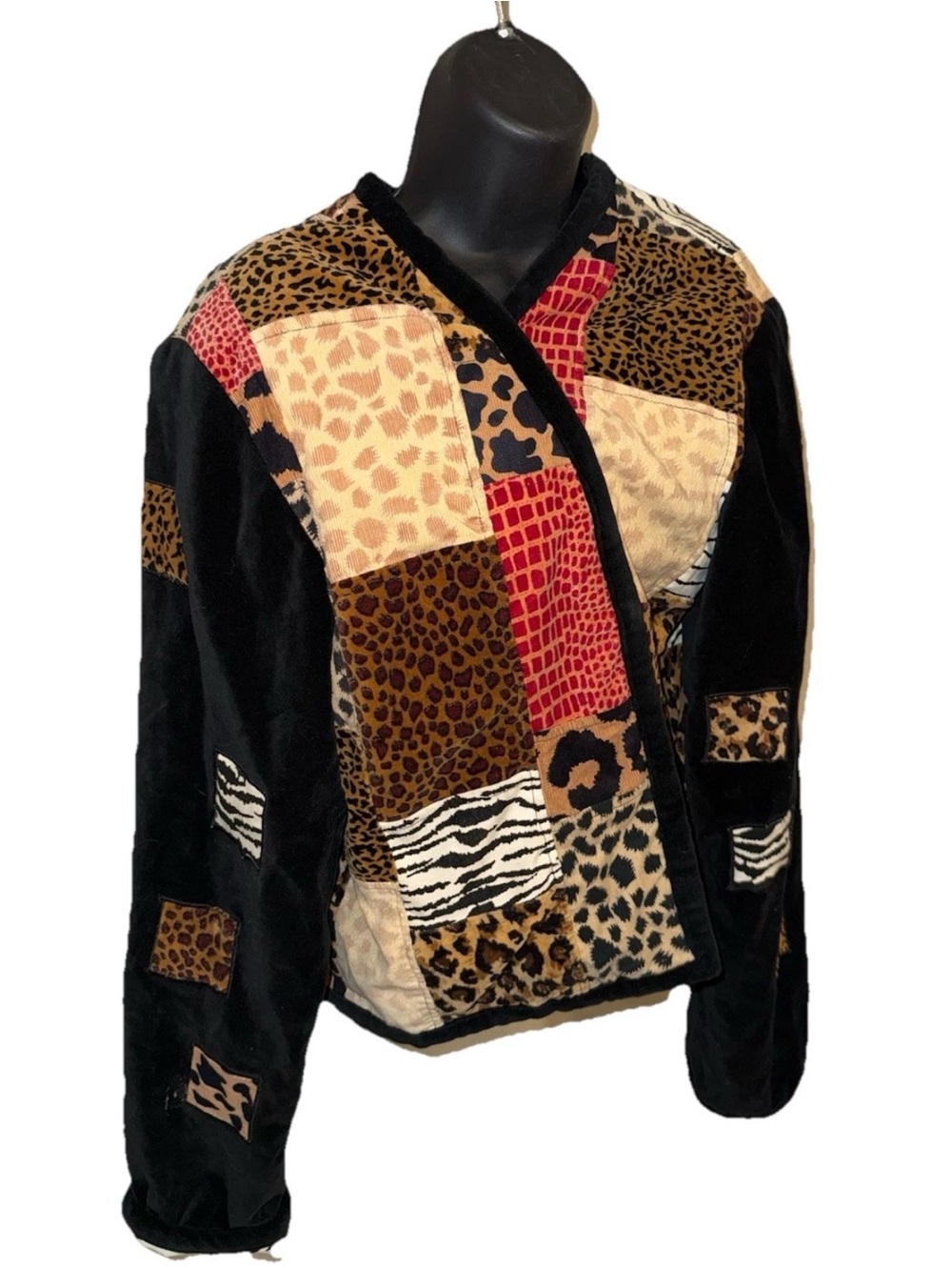 Stonebridge Women's Vintage Patchwork Jacket Size Large Animal Print Top - Picture 2 of 6